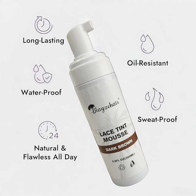 Lace Tint Melting Hair Mousse Foam for Women Men Hair Wig Lace Wigs Toupees and Hairpieces Natural Finishing Lace Color(Dark Brown)