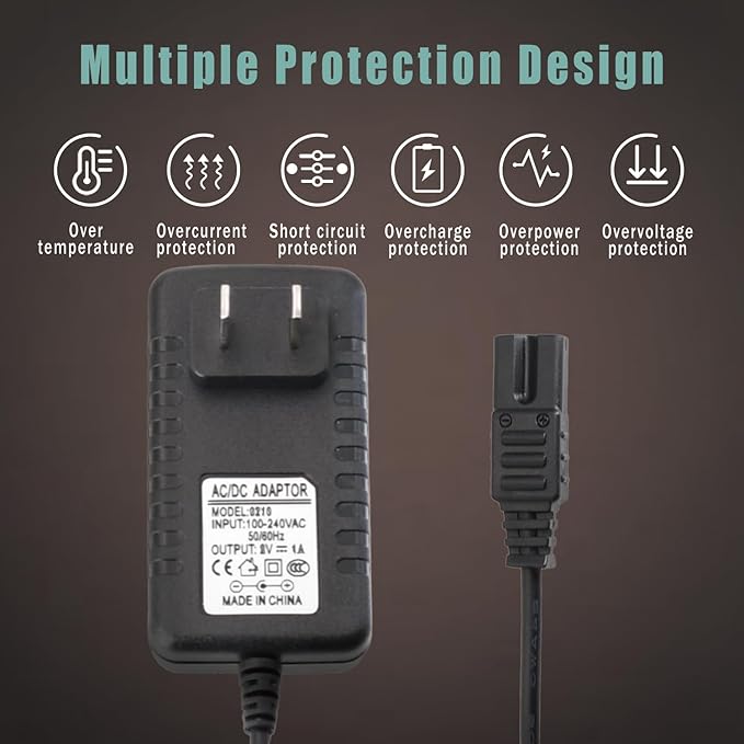 Charger Replacement for Wahl Shaver Shaper Charger, 2V Power Cord for Wahl Trimmer 8061, 8163, 8786-1001, 7367, 7357, 7029, 7060, 7035, 7339, 7356, 4000, for Wahl Clipper 5-Star Series Charging Cord