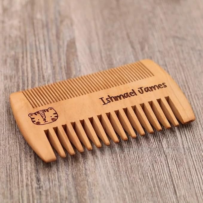 Personalized Engraved Name Beard Comb, Customized Carved Text/Icon Peach Wood Comb, Personalized Gifts for Men's Hair, Beard