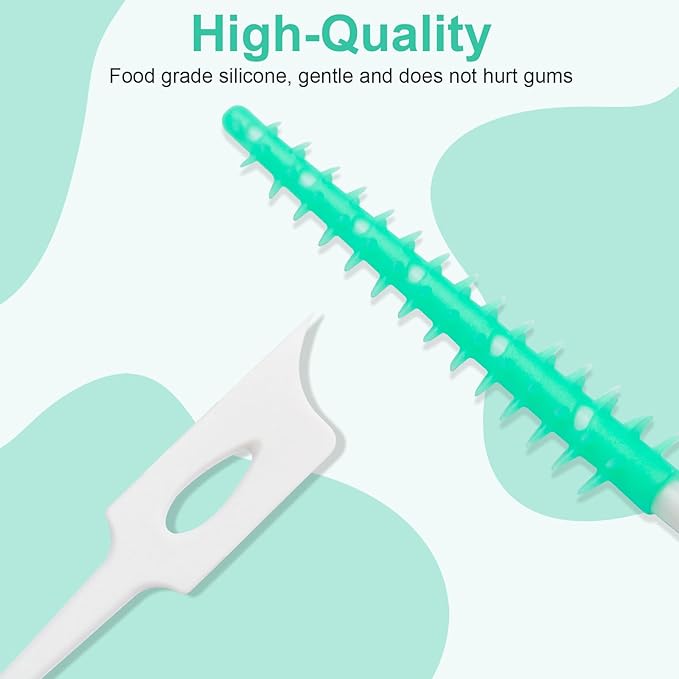 Dental Floss Picks, 200 Count, Soft Rubber Brush Head, Interdental Brushes with Convenient Carry Case,Dual-Ended Toothpick Travel Teeth Cleaning Tools (Purple)