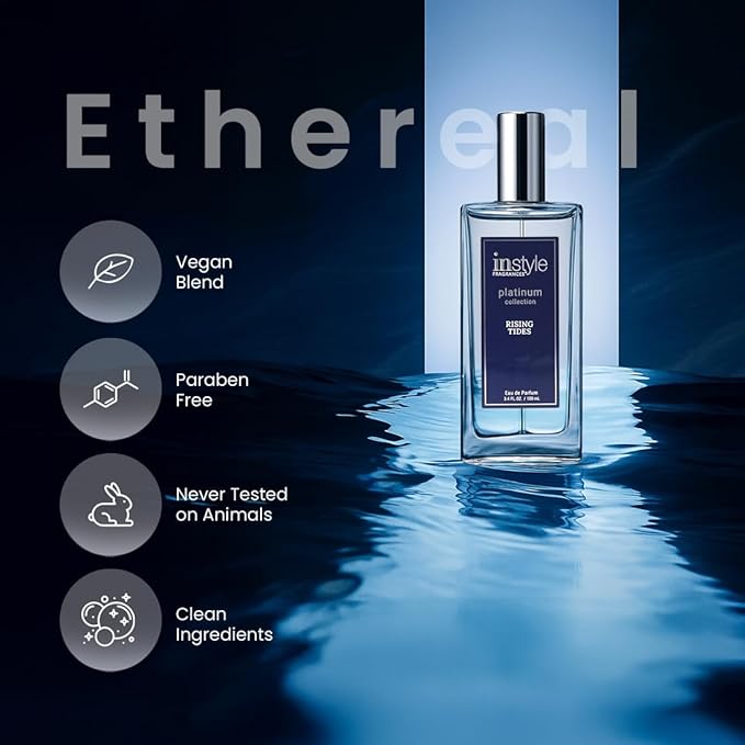 Instyle Fragrances Platinum Collection Rising Tides, Inspired by JPG’s L.e Male, Premium Men’s Eau de Parfum, CLEAN, Vegan, Paraben-Free, Never Tested on Animals, 3.4 Fluid Ounces