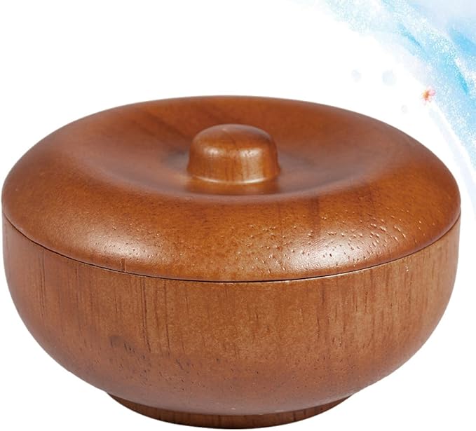 ABOOFAN Men’S Wooden Shaving Soap Bowl with Lid Shaving Cream Bowl for Wet Shave for Men’S Bathroom Use