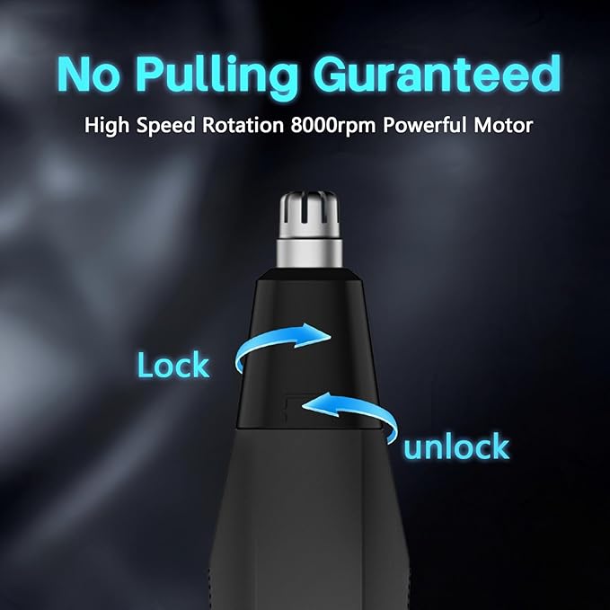 Soonsell Electric Nose Ear Hair Trimmer for Men,Painless Nose Trimmer for Men,Powerful 8000RPM Motor,Easy to Clean,Wet/Dry Use