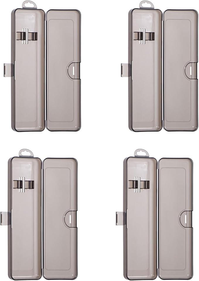 Yeeco Toothbrush Case 4 Packs, Transparent Black Toothbrush Travel Case, Plastic Toothbrush Holder Travel Size, 7.87 x 2.36x 1.18 inches Portable for Traveling Can Palce 2 Toothbrushes