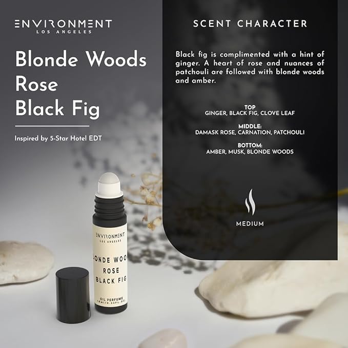 Environment Inspired by 5-Star Resort EDT 10ml Roll-on Perfume (Blonde Woods | Rose | Black Fig) Body Oil Fragrance, Roll On Oil, Body Fragrance for Women & Men, Luxury Scents, Vegan & Cruelty-Free