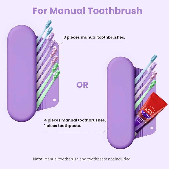 Silicone Electric Toothbrush Travel Case, Manual Toothbrush Travel Cover for Men and Women,Toothbrush Holder for Travel,Gym and More, Fits Most Manual and Electric Toothbrushes - Purple