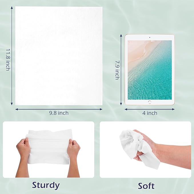 Disposable Face Towel, Clean Towel, Extra Large 12" x 10", Soft Dry Wipe Face Wash, Makeup Remover, Biodegradable Towelette for Sensitive Skin 80 Count (1 Pack)