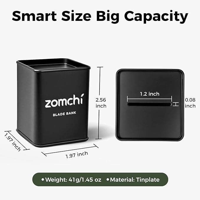 ZOMCHI Razor Blade Bank for Safety Razor Blade Storagement, Used Double Edge Safety Razor Blade Disposal Case (Black)