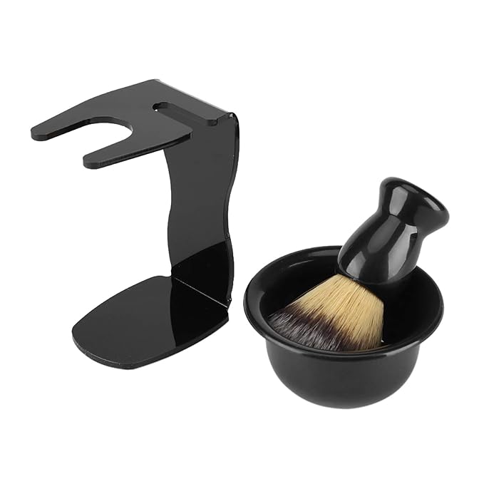 Shaving Brush Set, 3 in 1 Men Hair Shave Brushes Bowl Stand Shaving Cream Soap Razor Holder Mug Kit Soft Nylon Cleaning Tool for Wet Father Husband Boyfriend Birthday Dad Valentines Day Gifts Women