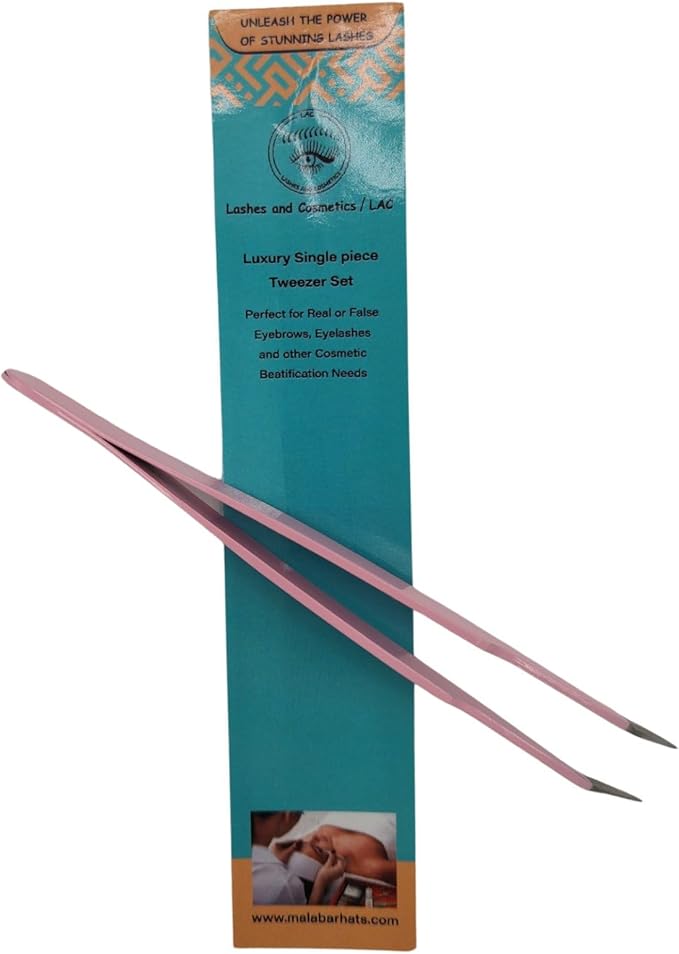 Pink Curved Professional Tweezer Great For Eyebrow, Eyelash, Facial, Ear, Nose & Ingrown Hair Remover Treatment. Make Perfect Eyebrow Shapes (Pink)