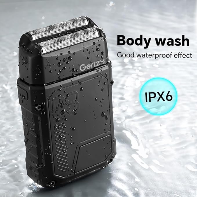 Gertzy Electric Shaver for Men Face, Men's Razor, Cordless Beard Foil Shavers, Wet Dry Waterproof, 3-Speed Adjustable Shaving,Rechargeable Type-C Charging, LED Display (Black)