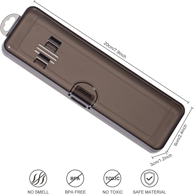 Yeeco Toothbrush Case 4 Packs, Transparent Black Toothbrush Travel Case, Plastic Toothbrush Holder Travel Size, 7.87 x 2.36x 1.18 inches Portable for Traveling Can Palce 2 Toothbrushes