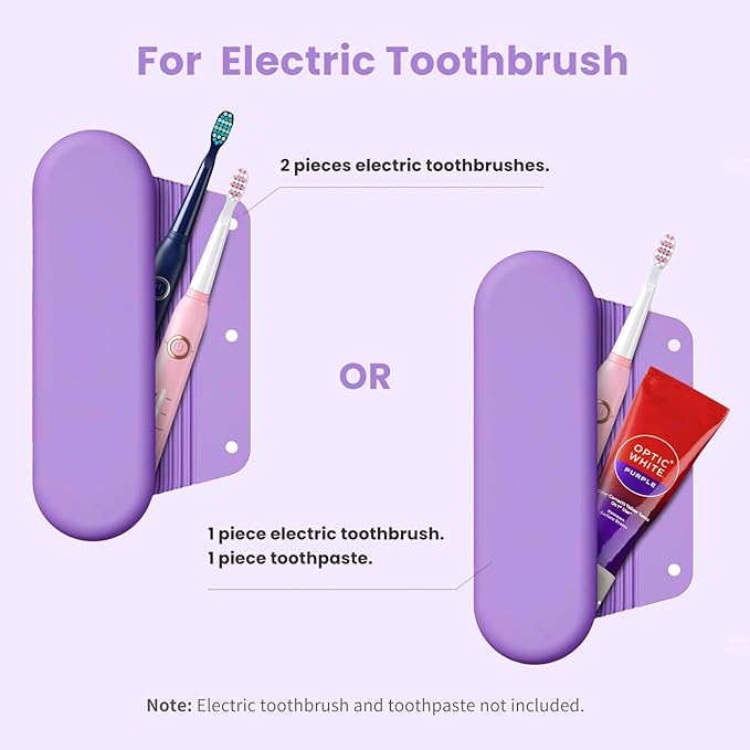 Silicone Electric Toothbrush Travel Case, Manual Toothbrush Travel Cover for Men and Women,Toothbrush Holder for Travel,Gym and More, Fits Most Manual and Electric Toothbrushes - Purple