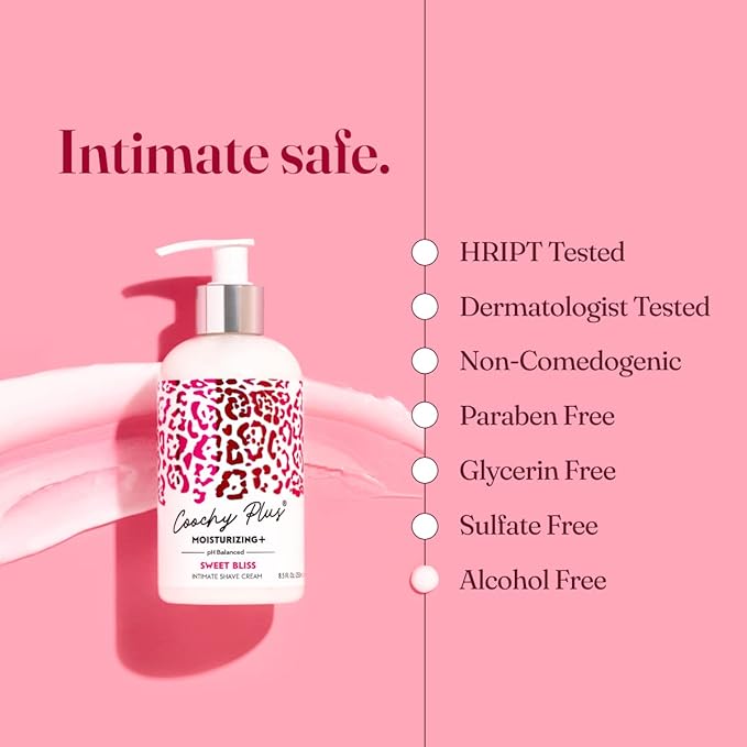 IntiMD Coochy Plus Intimate Shaving Cream SWEET BLISS For Pubic, Bikini Line, Armpit - Rash-Free With Patent-Pending MOISTURIZING+ Formula, Prevents Razor Burns & Bumps, In-Grown Hairs 8.5oz (1-Pack)