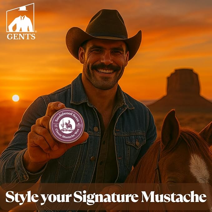 G.B.S Gents Sandalwood Scented Mustache Wax – Strong Hold & Natural Finish – Tame, Shape, and Style Your Mustache with a Rich Woodsy Scent