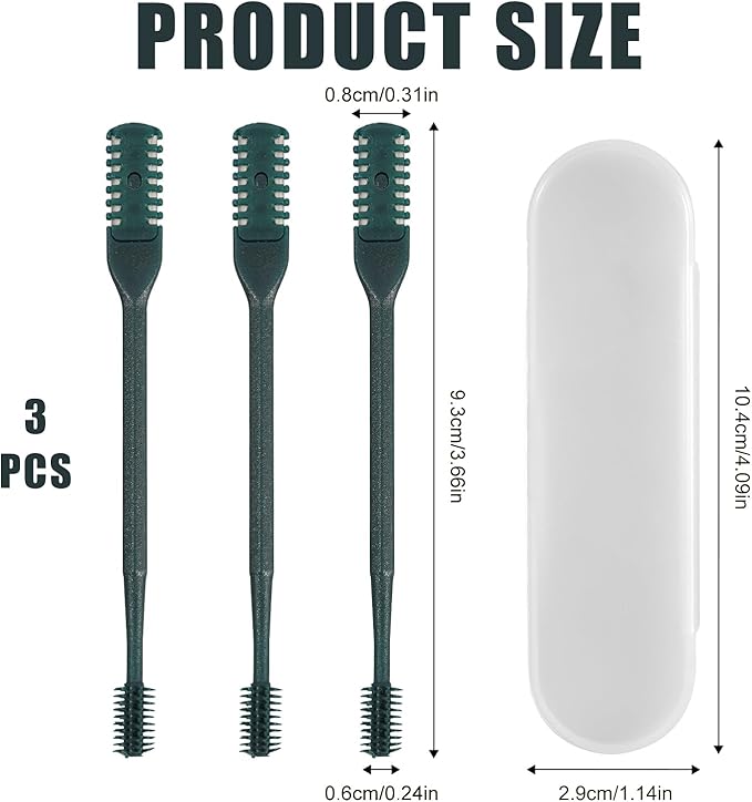 3pcs 2 in 1 Nose Hair Trimmer, 360° Rotating Nasal Hair Cutter Clipper Double Sided Nose Hair Cleaner Portable Manual Nostril Hair Removal Tool with Ear Picker for Men Women (Dark Green)