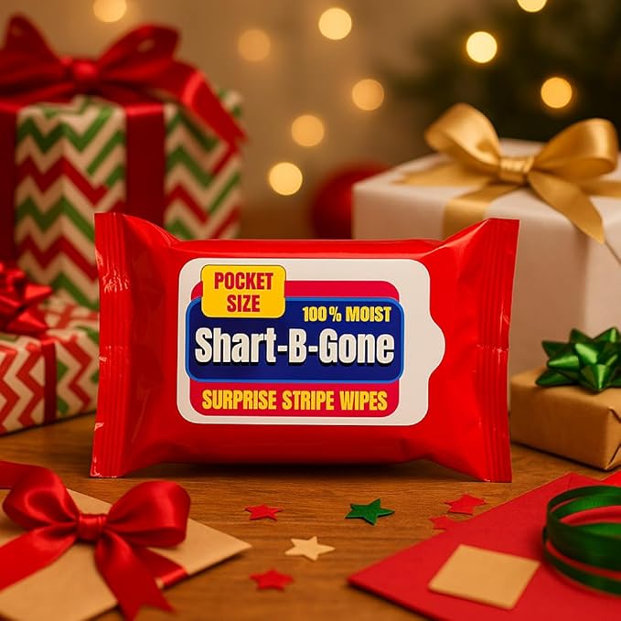 Shart Be Gone Surprise Stripe Wipes - Funny Moist Wipes for Teens and Adults - Travel Size Gag Gift for Teens - Fun Small Stocking Stuffers