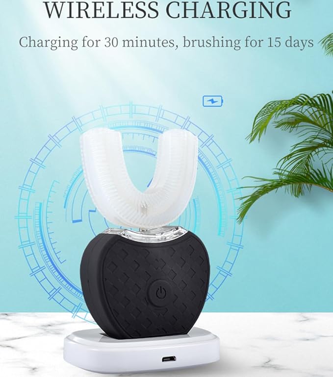 Aimery Automatic Toothbrush U Shaped Toothbrush for Adults 360° - Ultrasonic U-Electric Toothbrushes for Teeth Whitening - Wireless Charging & LED Light - Waterproof IPX7