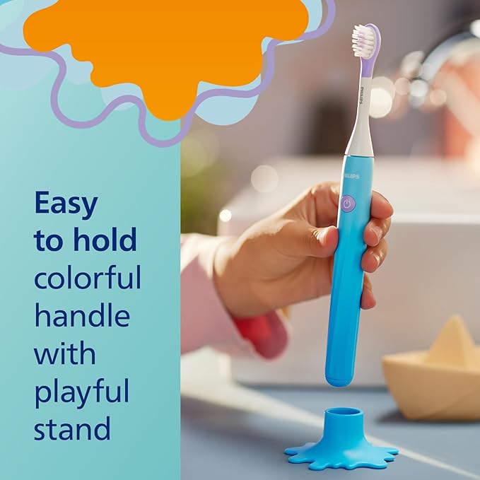 Philips One for Kids by Sonicare Replacement Brush Heads, Purple, for Kids Age 3+, 2 Pack, Model BH1022/30