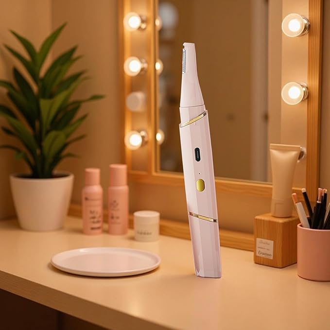 Nose Hair Trimmer and Eyebrow Trimmer for Women, 2 in1 Rechargeable Electric Shaver Razor Facial Hair Trimmer for Nose Ear Eyebrow, Pink