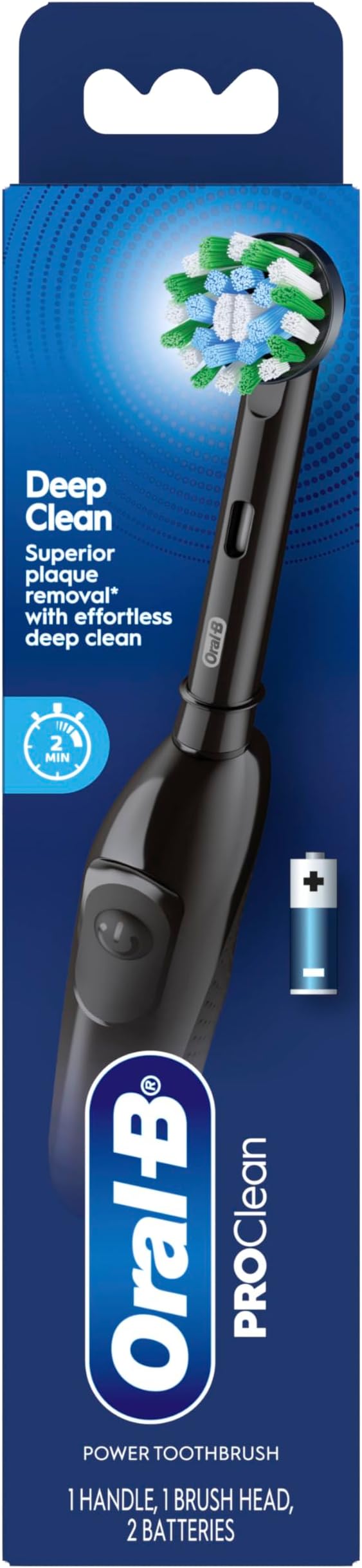 Oral-B Pro 100 CrossAction,Battery Powered Toothbrush,Black,(Pack of 2)