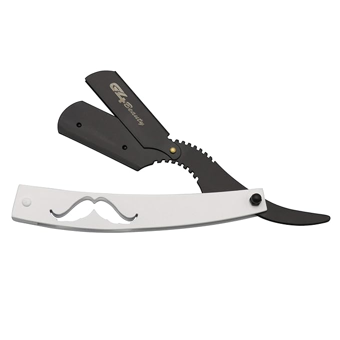 G4 Stainless Steel Straight Edge Barber Shaving Razor Blade for Close Shaving Men Replaceable Blades (White Black)