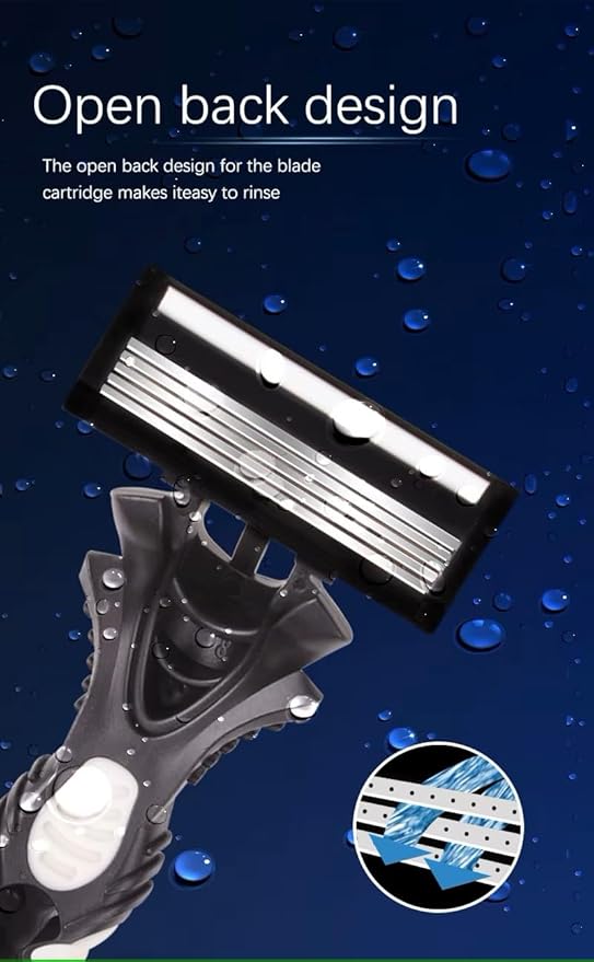 Max Speed 5 Stainless Steel Razors Blades, A Series for Men Shaving, with Lubricated Strip and Ergonimic Handle for Superior Handling Control, 3 Pack.