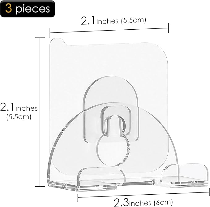 Linkidea 3 Pack Bathroom Razor Holder, Suction Cup & Adhesive Wall Mount Shaver Organizer, Compatible with Fusion 5, ProGlide Shield, Vector 3, Sensor 3