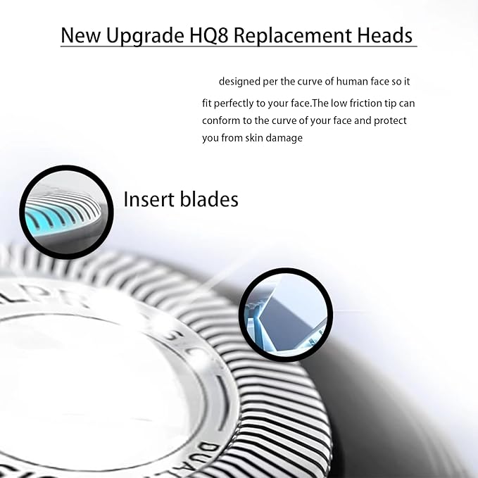 HQ8 Replacement Heads Compatible with Philips Norelco Aquatec Shavers Razor，Compatible with Philips Aquatec PT720 PT730 AT880 At830 AT810 AT815, Upgraded HQ8 Blades,6Pack