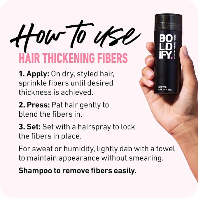 BOLDIFY Hair Fibers (28g) - Fill In Thinning and Fine Hair for an Instantly Fuller, Thicker Look - 14 Shades for Women & Men - Auburn