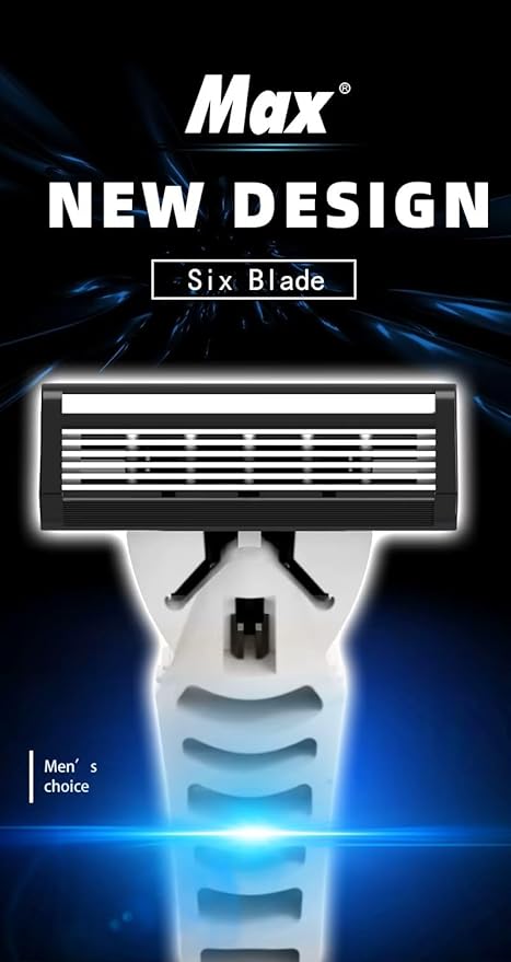 Max A Series 6 Stainless Steel Razor Blades With Pivoting Head, Lubricating Strip Super Comfort Razor For Men Shaving, 3 Pack.