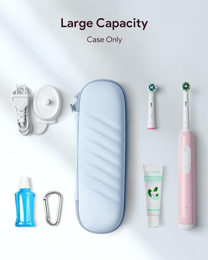 Electric Toothbrush Case for Oral-B Pro/iO/Philips Sonicare, Waterproof Traveling Toothbrush Storage Bag with Mesh Pocket Covers Protection (Blue)