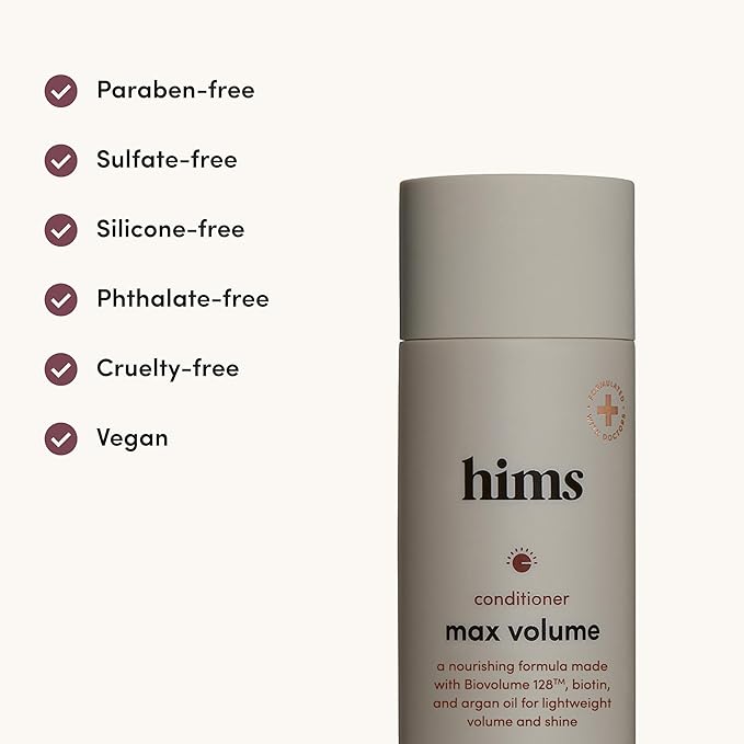 hims Max Volume Conditioner - Biovolume 128, Biotin & Argan Oil - Volumizing & Hydrating Conditioner - Paraben-Free & Sulfate-free - Citrus Spice Scent - 6.4 Fl Oz, 2 Pack