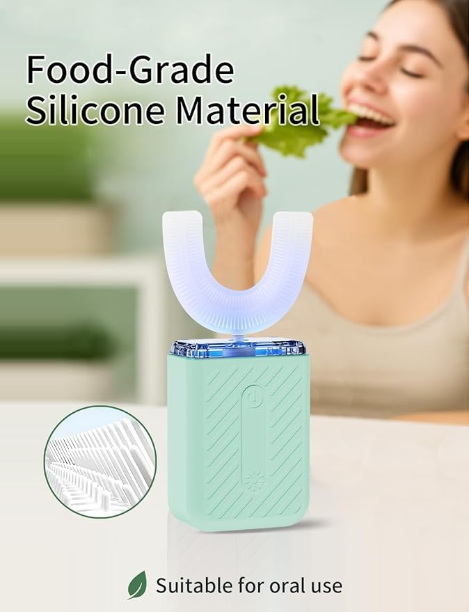 U-Shaped Electric Toothbrush for Adults, Electric Toothbrush with IPX7 Waterproof, Toothbrush with 4 Clean Modes & 3 Light Modes