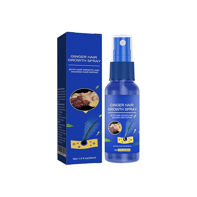 Ginger Hair Growth Spray for Men & Women, 30ml Anti-Hair Loss Treatment, Scalp Nourishing & Follicle Activation, Natural Ginger Extract for Thicker & Fuller Hair