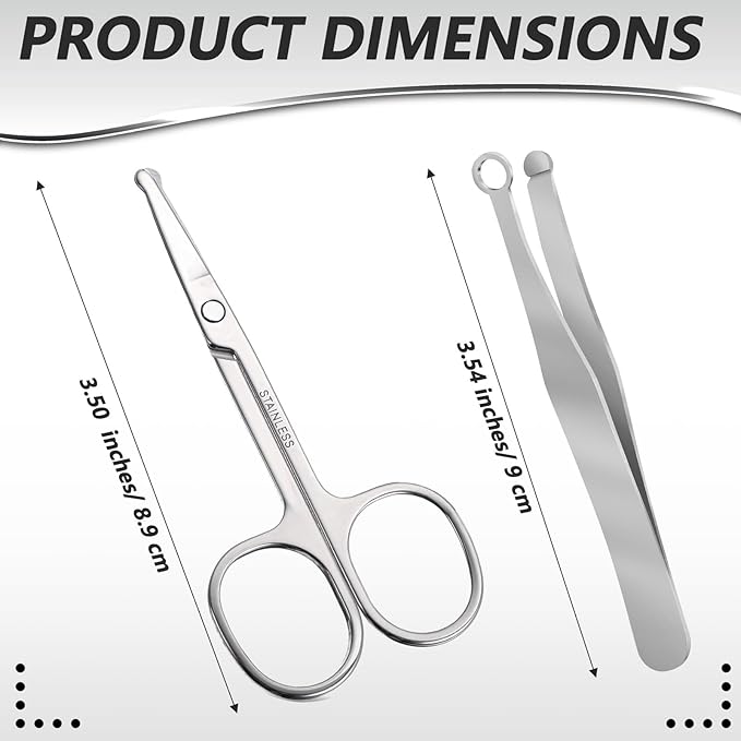 Nose Hair Trimmer and Small Scissors with Round Tip Design, Will Not Hurt The Nasal Cavity, Curved and Rounded Safety Tip Clippers for Eyelashes, Nose, Eyebrow Trimming, Mustache