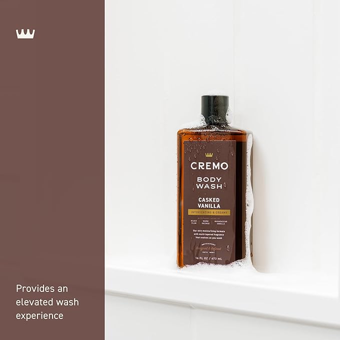 Cremo Body Wash for Men, Rich-Lathering Casked Vanilla, 16 Fl Oz