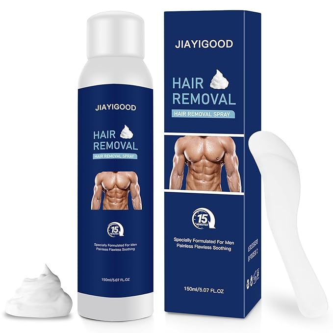 Men's Hair Removal Spray Foam - Plant Extract Soothing Depilation Spray Painless & Gentle Depilatory Cream for All Skin Types - Effective for Armpits, Chest, Back, Legs & Body