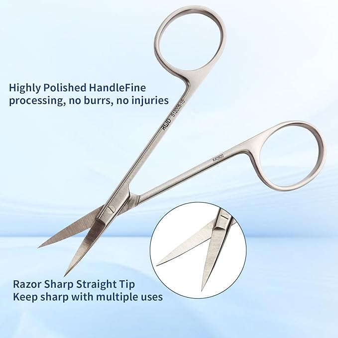 RWD IRIS-Fine Micro Scissors, 4.2 Inch Sharp Tip Straight Iris Medical Scissors, Martensitic Stainless Steel Surgical Scissor, Precision Cutting for Surgical, Dental & Lab, S12005-10