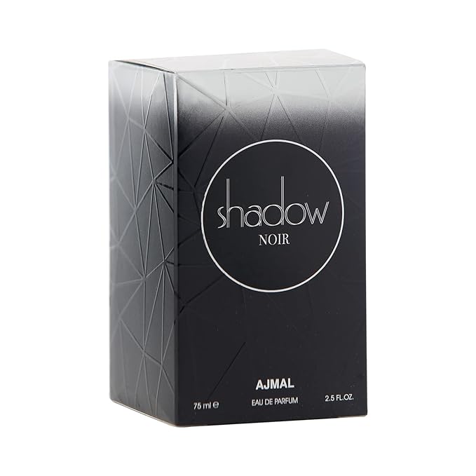 Ajmal Shadow Noir Eau de Parfum 2.5 oz / 75 ml Perfume for Men & Women | Long-Lasting Woody Amber Fragrance with Lavender, Patchouli & Musk | Dubai Made Vanilla Perfume