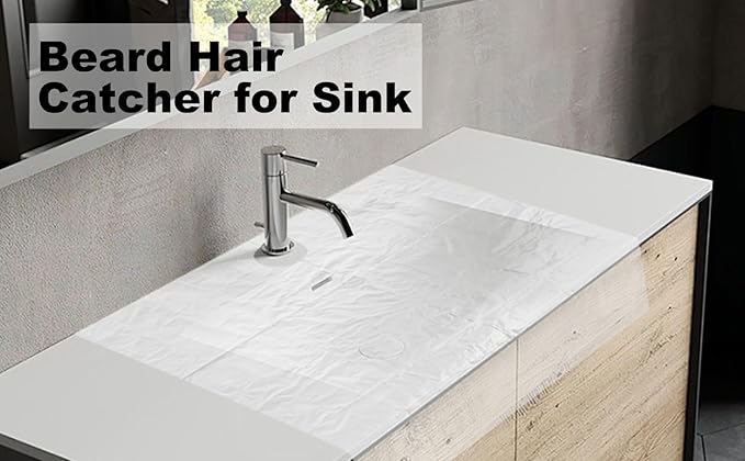 Beard Hair Catcher for Sink Beard Bib Disposable Beard Catcher for Shaving Sink Cover for Shaving & Trimming Clear Stop Worrying About Cleaning (Clear 100 PCS)