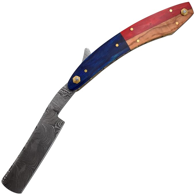 Straight Razor | Straight Edge-Razor Sharp High Hardness Real Damascus Steel Cutthroat Straight Edge-Blade | Barber Razor (326)
