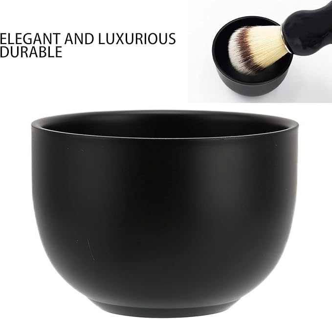 Shaving Bowl, Black Stainless Steel Shaving Foam Bowl, Curved Design Shave Bowl with Anti Slip Bottom for Men's Facial Shaving
