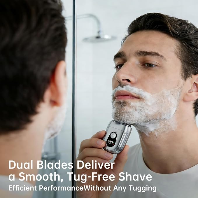 Portable Mini Electric Shaver for Men & Women – USB-C Rechargeable Waterproof Cordless Razor, Compact Travel Face & Body Trimmer for Home & Business (Silver)