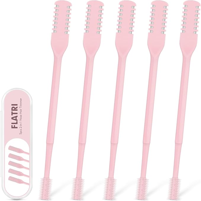 5PCS 2-in-1 Nasal Hair Cutter, 360° Rotating Nose Hair Trimmer Double Sided, Portable Nose Trimmer Manual for Women and Men(Pink)