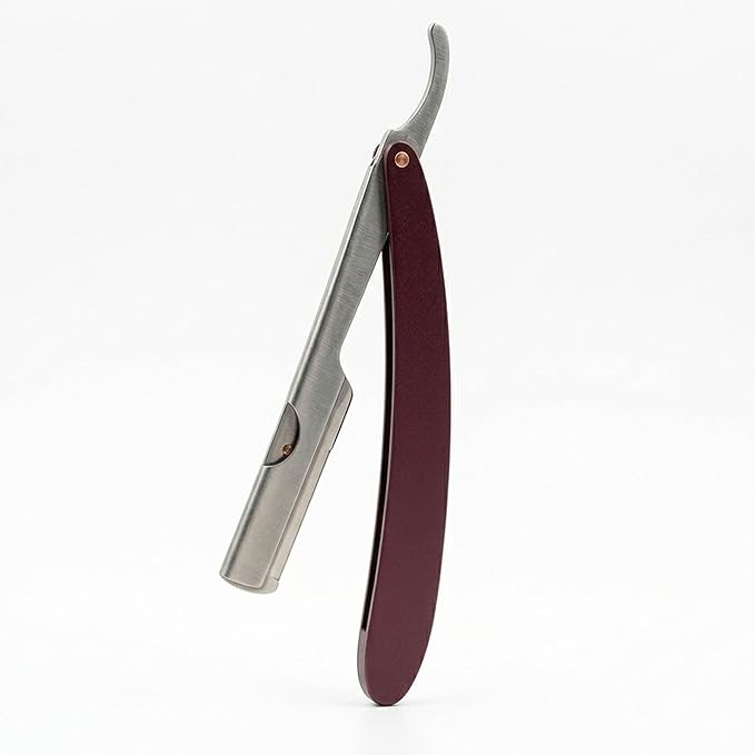 Professional straight razors for men, Stainless Steel straight edge razor for barber - Beard blade Barber Razor with Walnut Wood Handle, Shaving Razor & Beard blade line up razor for Men's