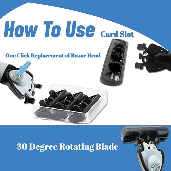 6-Blade Razor for Men, Men's Razors Set Includes Handle & Blade Refills, Precision Manual Beard Trimmer Safety Men Shaving Essentials Kit Travel Face Cleansing Shaver (1 Razor + 18 Blades)