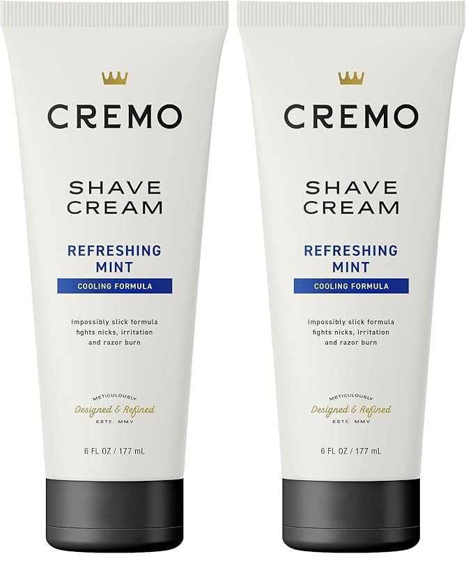 Cremo Barber Grade Cooling Shave Cream, Astonishingly Superior Ultra-Slick Shaving Cream for Men, Fights Nicks, Cuts and Razor Burn, 6 Fl Oz (Pack of 2)