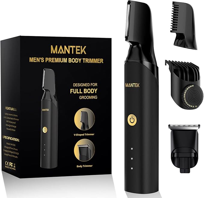 Body Trimmer for Men, Includes 2 Quick Change Trimmer Heads Electric Body Groomer Shavers