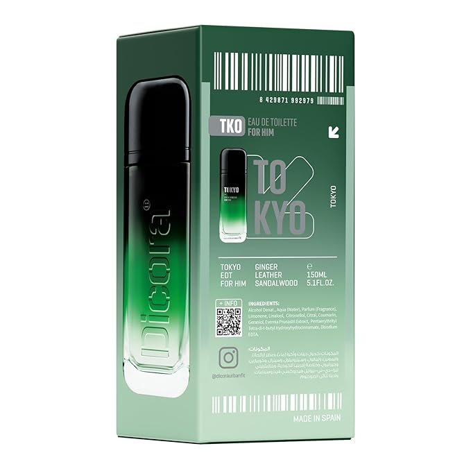 Dicora Urban Fit Tokyo Cologne for Men - Notes of Ginger, Bergamot, Lavender, and Leather - Sensual, Irresistible Fragrance - 5.07 oz EDT Spray
